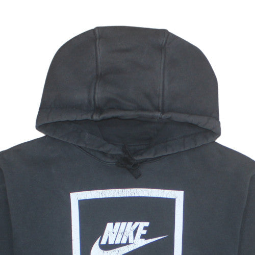 Nike Men Black Pullover Hoodie M Graphic Print Fleece Sweatshirt