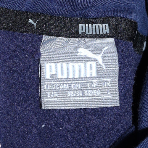 Puma Men's Blue Pullover Hoodie L Sports Fleece Regular Fit