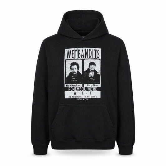 Home Alone Men's Black S Pullover Hoodie Wet Bandits Graphic Print