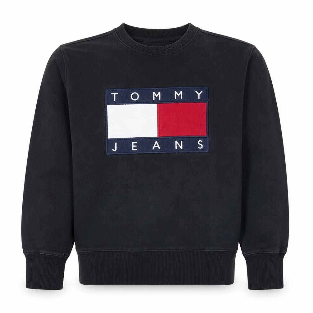 Tommy Jeans Men's Black XL Pullover Sweatshirt Crew Neck Cotton