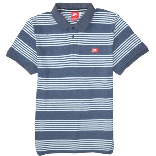 Nike Men's Blue Striped Collared Polo Shirt XL Regular Fit