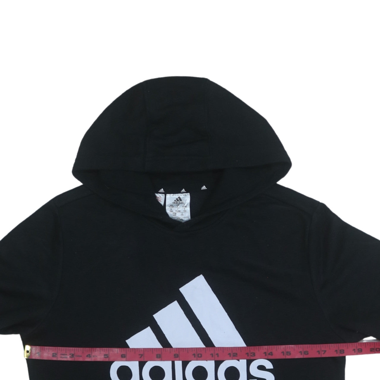 Adidas Boys Black Pullover Hoodie 13-14 Years Cotton Blend Logo Print