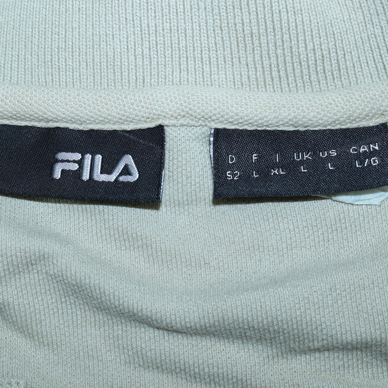 FILA Mens Beige Cotton Polo Shirt Size L Short Sleeve Casual Top