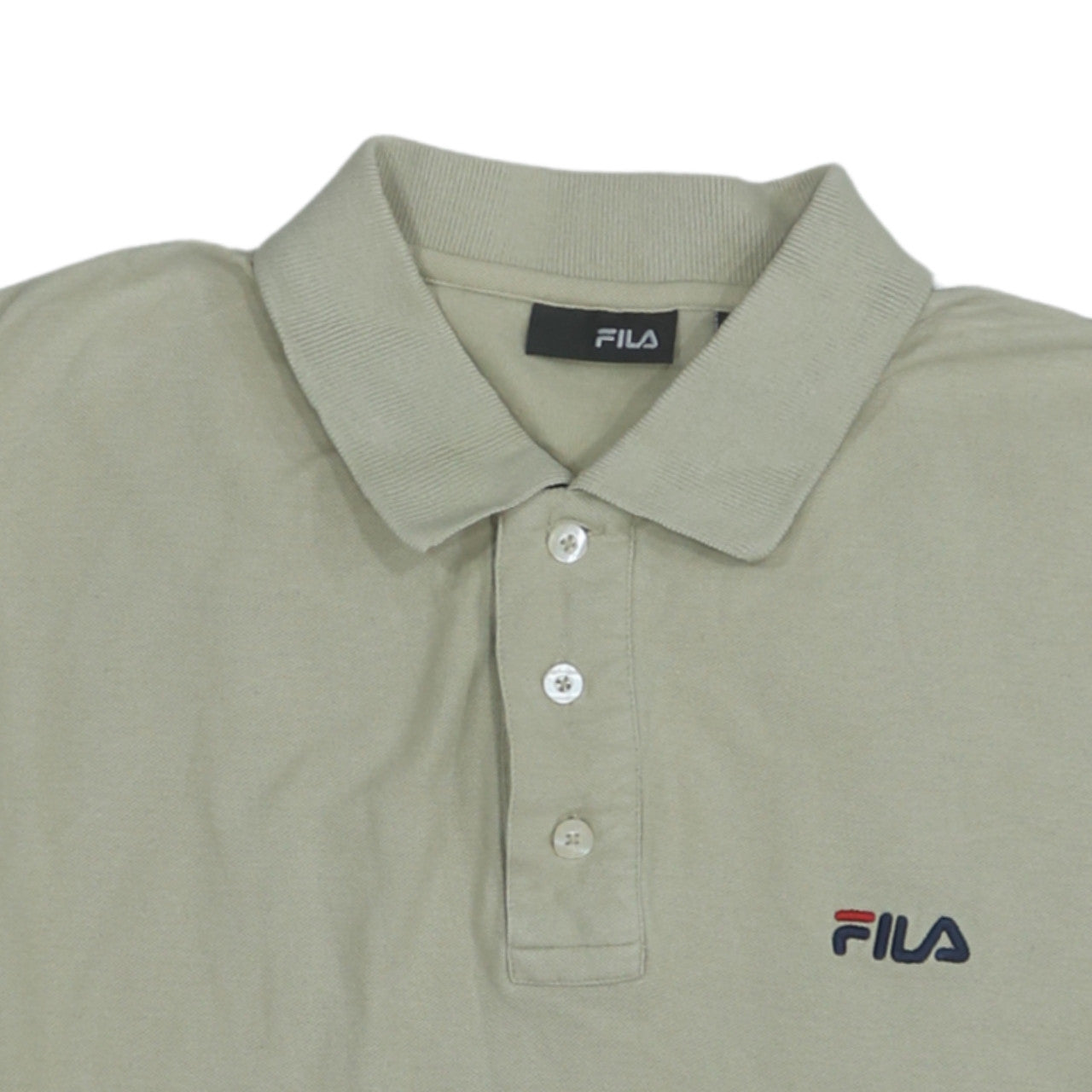 FILA Mens Beige Cotton Polo Shirt Size L Short Sleeve Casual Top