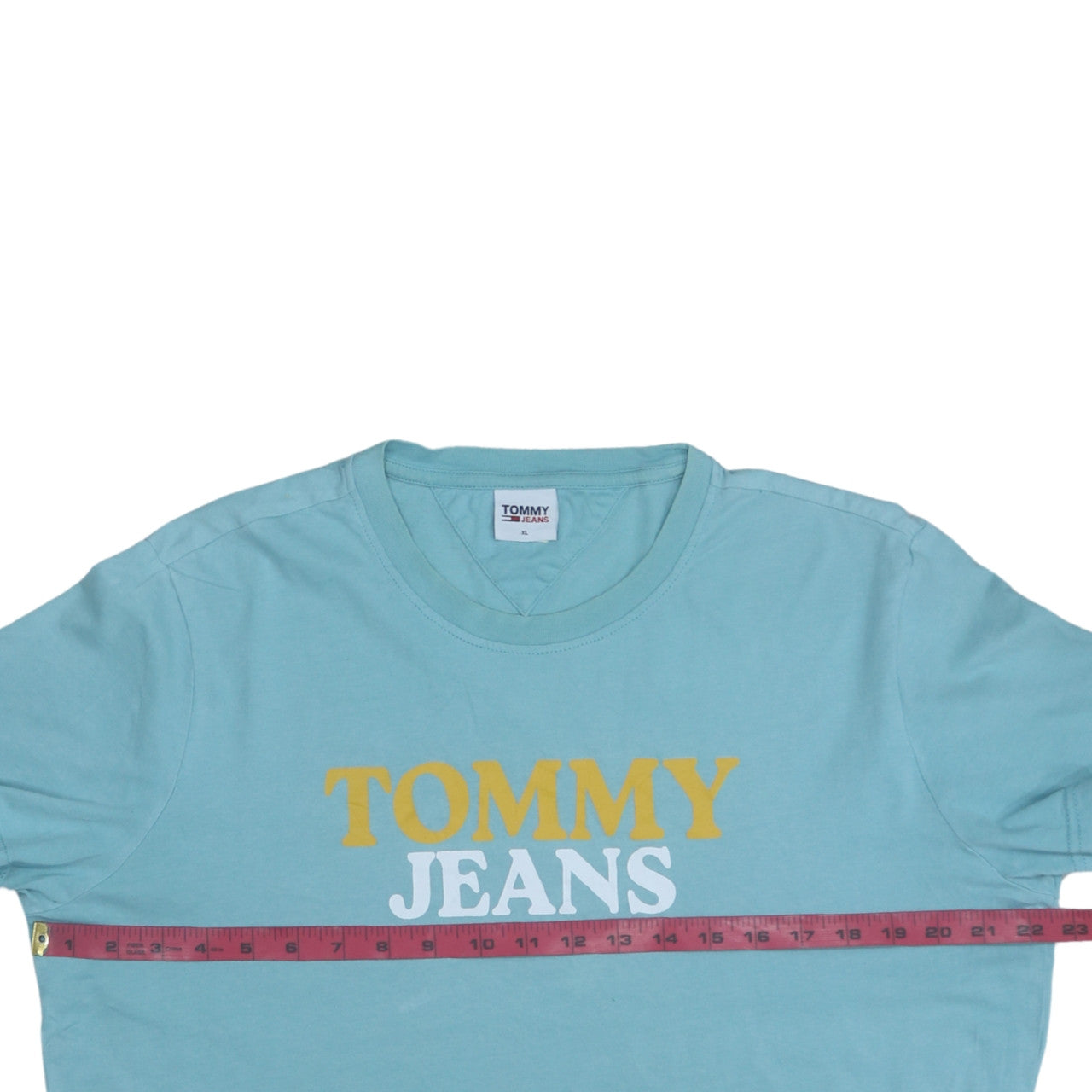 Tommy Jeans Men's Blue Graphic Logo T-Shirt XL Cotton Crew Neck