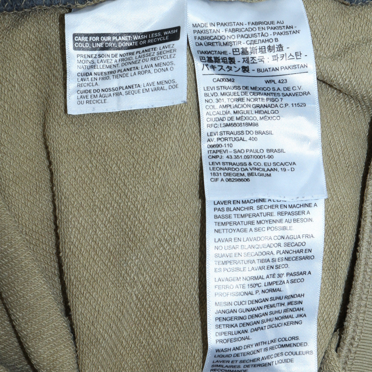 Levi's Men's Beige Blue Colour Block Relaxed Fit L Pullover Hoodie