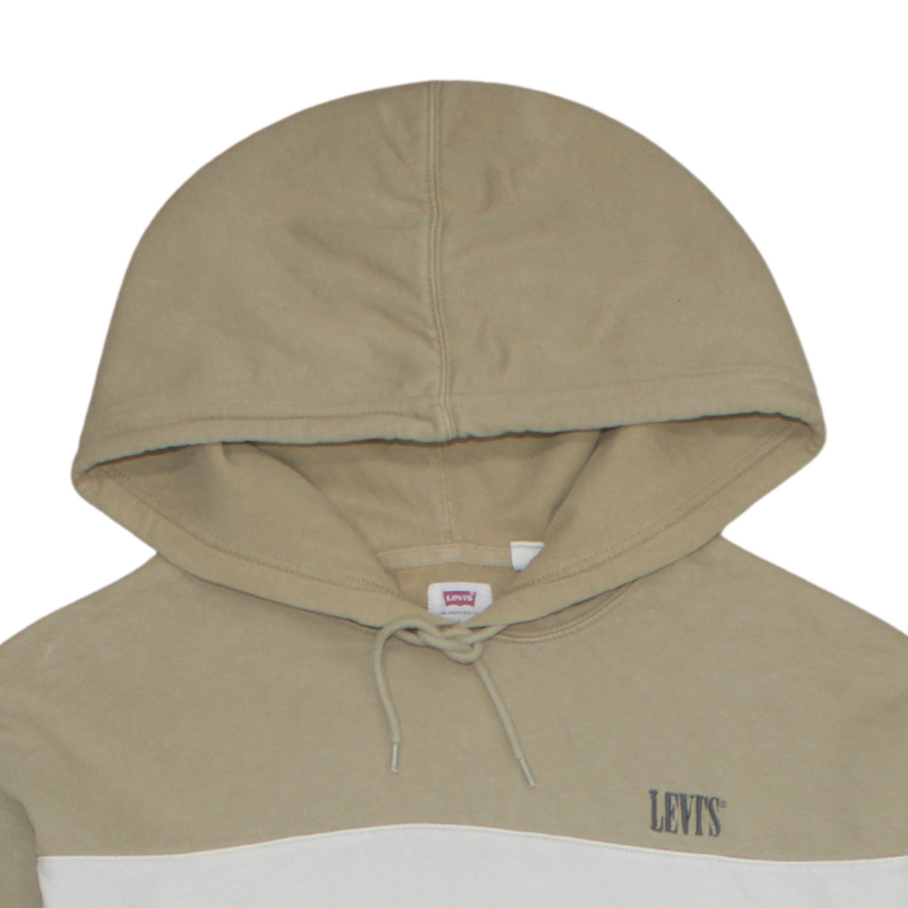 Levi's Men's Beige Blue Colour Block Relaxed Fit L Pullover Hoodie