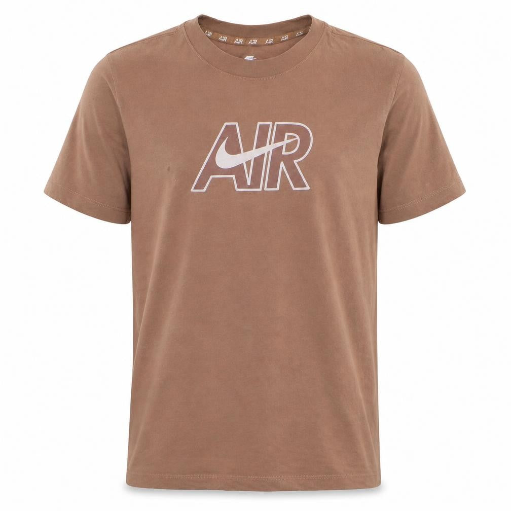 Nike Men's Brown Air Logo Loose Fit Cotton T-Shirt Size S