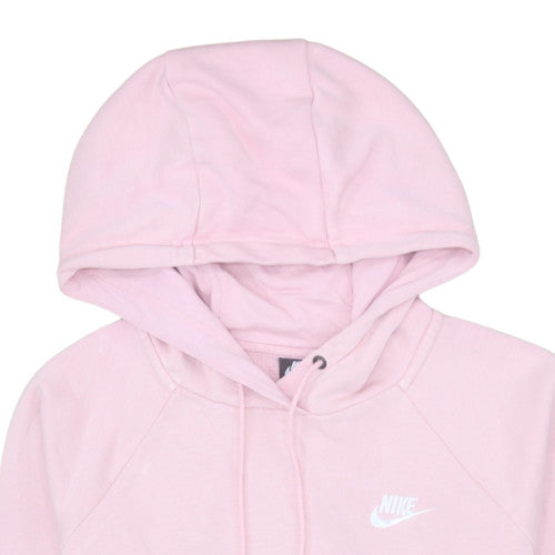 Nike Womens Pink Pullover Hoodie Small Cotton Blend Logo Sweatshirt
