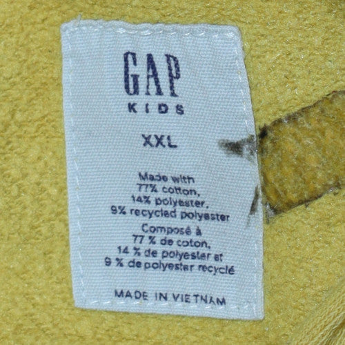 GAP Kids Boys Yellow & Grey Pullover Hoodie XXL Cotton Blend Sweatshirt