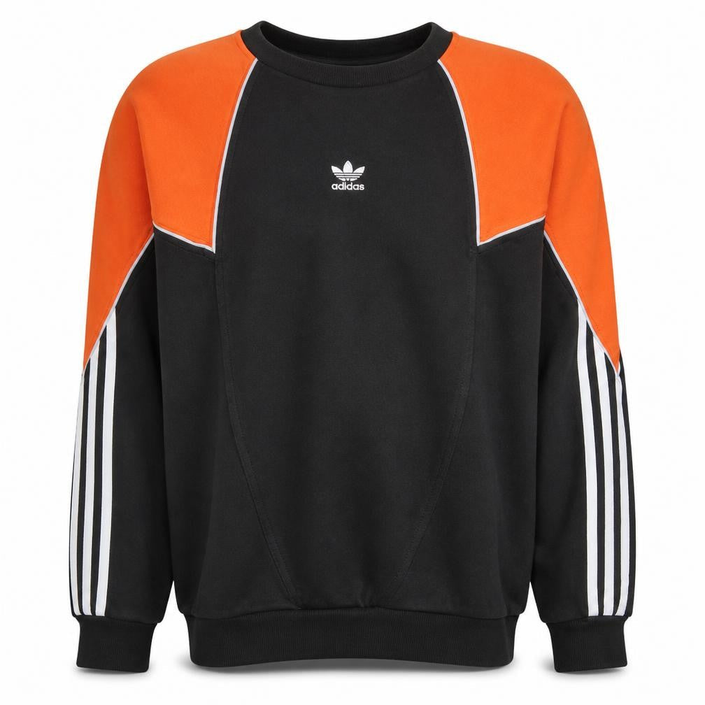 adidas Mens Black Orange Pullover Sweatshirt M Crew Neck Sports Jersey