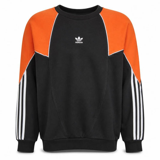 adidas Mens Black Orange Pullover Sweatshirt M Crew Neck Sports Jersey