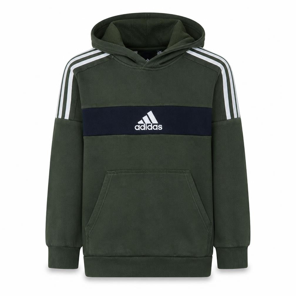 Adidas Boys Green Pullover Hoodie 13-14 Years Fleece Logo Sweatshirt