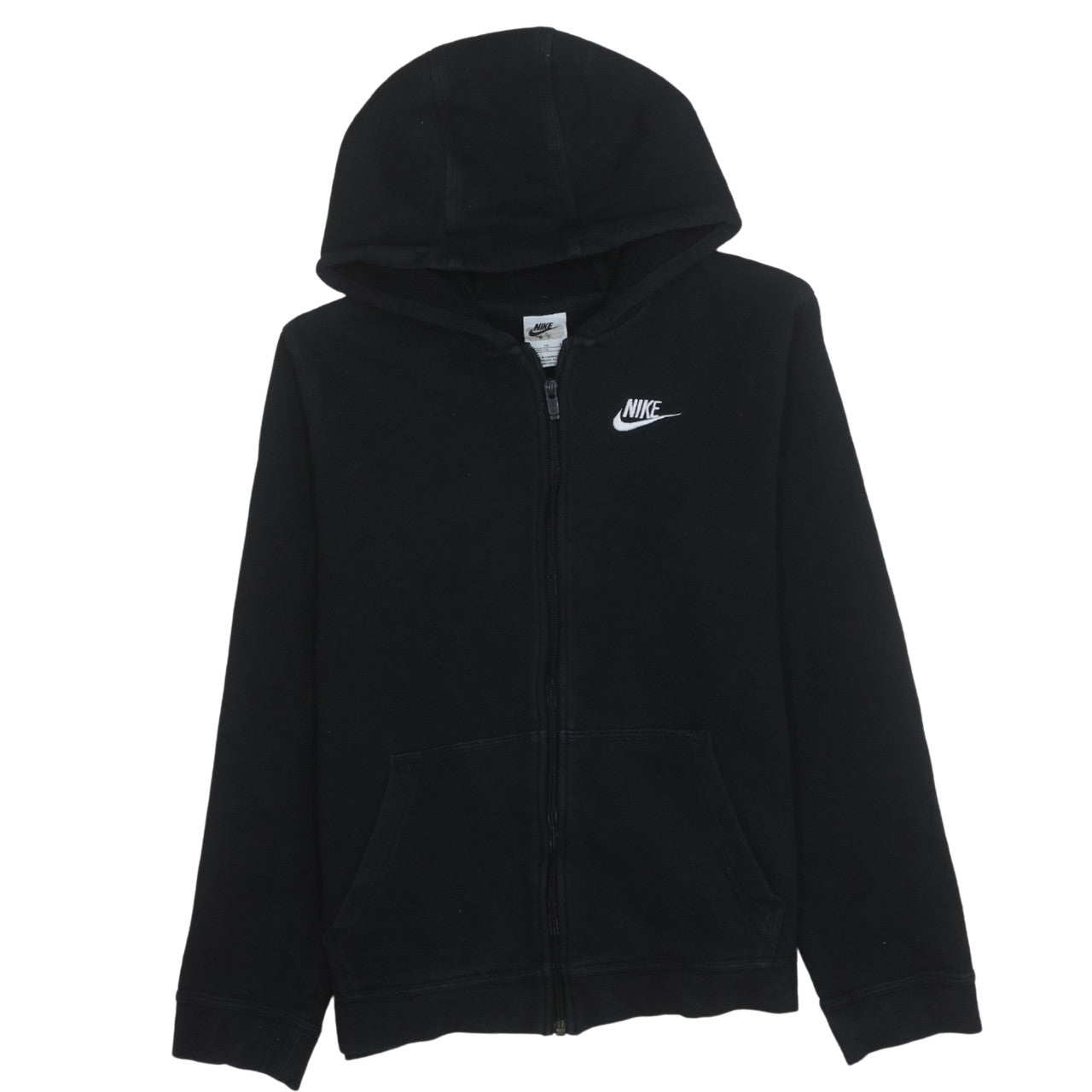 Nike Boys Black XL Full Zip Hoodie with Logo - Classic Fleece Sweatshirt