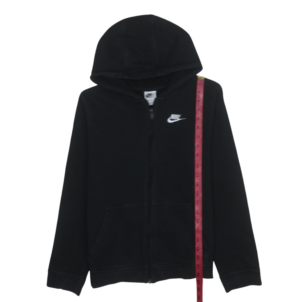 Nike Boys Black XL Full Zip Hoodie with Logo - Classic Fleece Sweatshirt