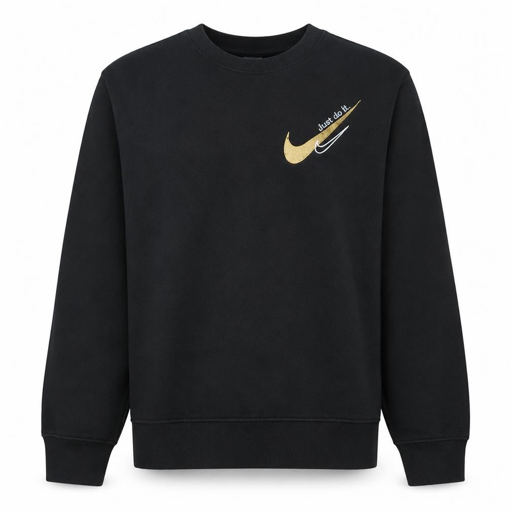 Nike Men's Black Crew Neck Pullover Sweatshirt Small Logo Sportswear