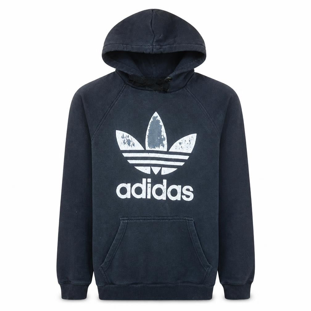 Adidas Mens Black Pullover Hoodie M Sports Logo Graphic Fleece