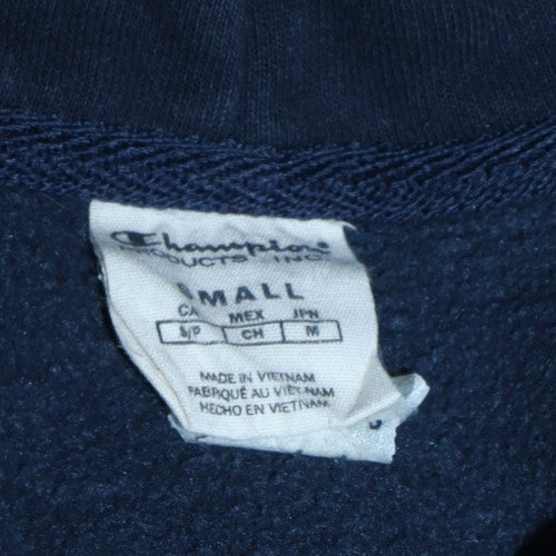 Champion Men's Blue Pullover Hoodie Small Logo Fleece Sweatshirt