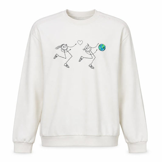 Adidas Women White Crew Neck Pullover Sweatshirt Size 8 Graphic Print