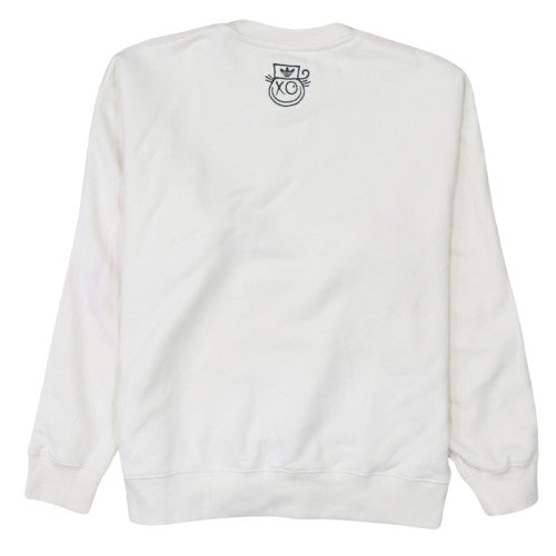 Adidas Women White Crew Neck Pullover Sweatshirt Size 8 Graphic Print