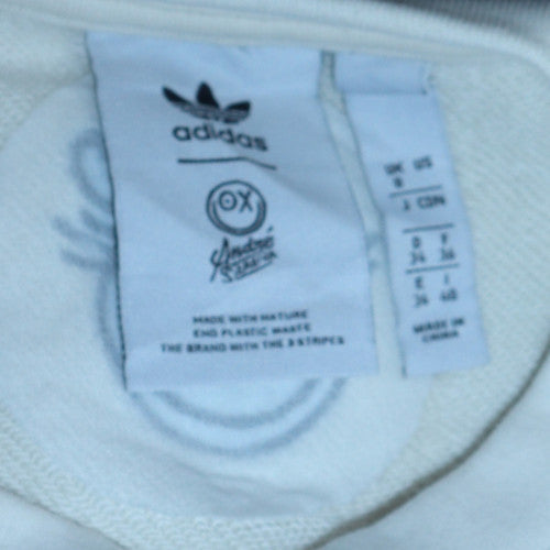 Adidas Women White Crew Neck Pullover Sweatshirt Size 8 Graphic Print