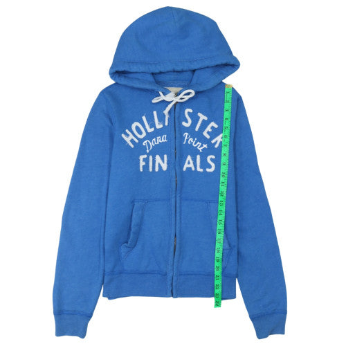 Hollister Men Blue Full Zip Hoodie S Logo Fleece Sweatshirt