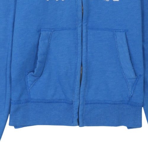 Hollister Men Blue Full Zip Hoodie S Logo Fleece Sweatshirt