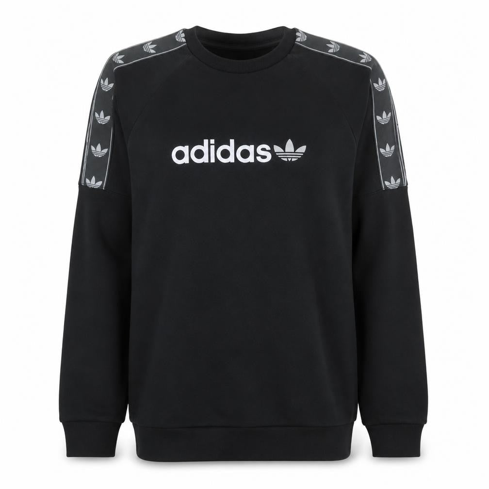 Adidas Mens Black Crew Neck Logo Pullover Sweatshirt Size S