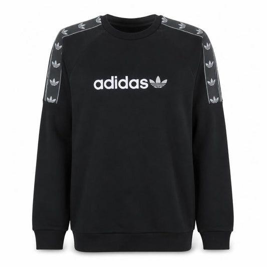Adidas Mens Black Crew Neck Logo Pullover Sweatshirt Size S
