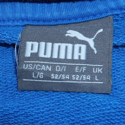 Puma Men's Blue Pullover Hoodie Size L Embroidered Logo Sportswear