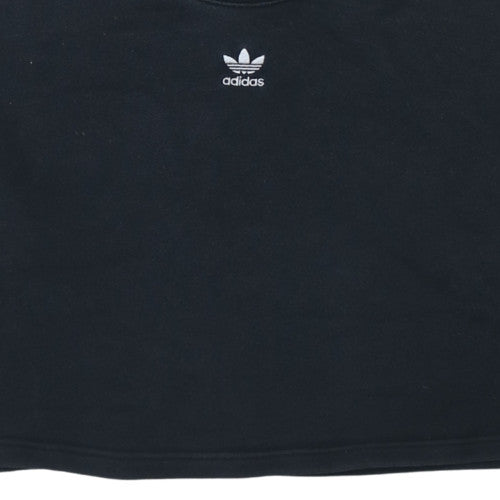 Adidas Women's Black Cropped Sweatshirt Size 4 Crew Neck Logo Style