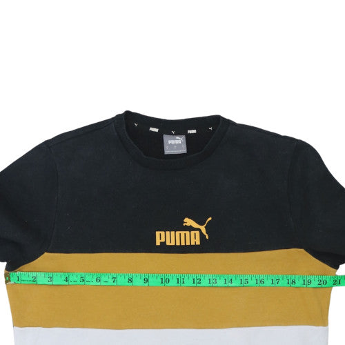 Puma Mens Black Small Colour Block Pullover Sweatshirt