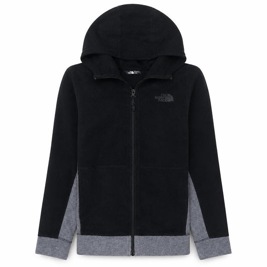 Front view of The North Face boys’ black xl full zip hoodie - fleece, hooded, casual