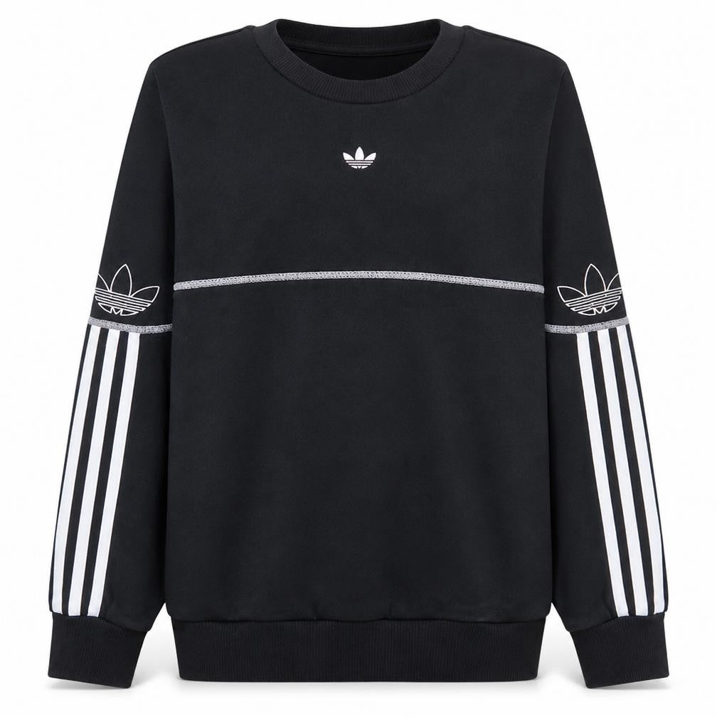 Adidas Boys Black Crew Neck Pullover Sweatshirt 13-14 Years Classic Style