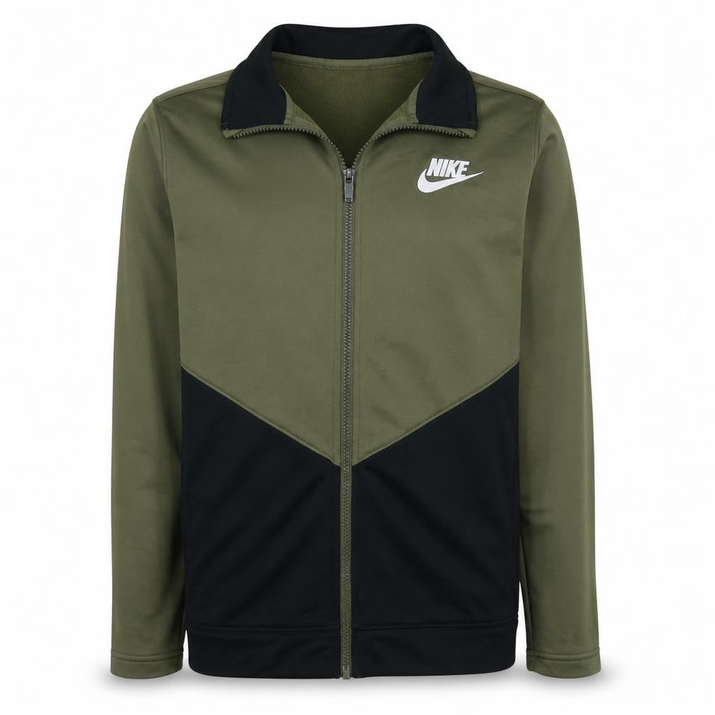 Nike Boys Green Track Jacket XL 158-170cm Zip Up Colourblock Sportswear