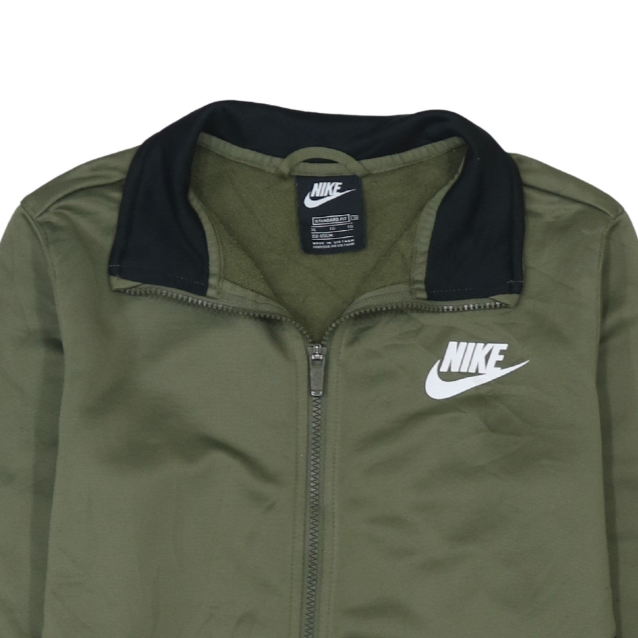 Nike Boys Green Track Jacket XL 158-170cm Zip Up Colourblock Sportswear