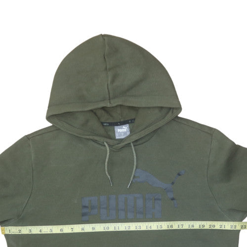 Puma Men’s Green Pullover Hoodie M Fleece Logo Sweatshirt