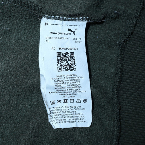 Puma Men’s Green Pullover Hoodie M Fleece Logo Sweatshirt