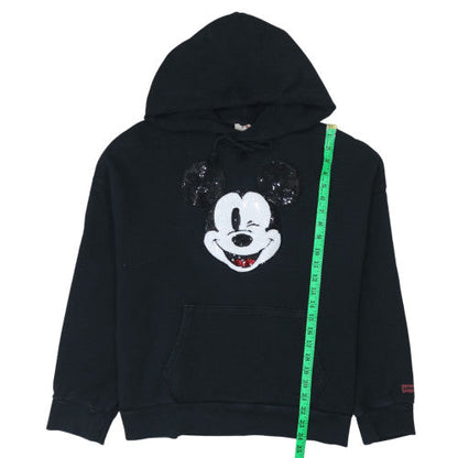 Preloved Levi's Women Black XS Pullover Hoodie Mickey Mouse Sequin Design - Back