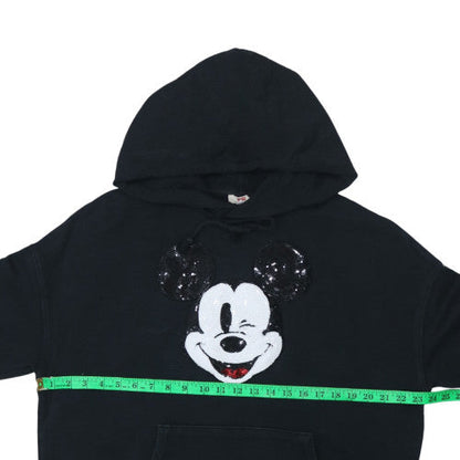 Preloved Levi's Women Black XS Pullover Hoodie Mickey Mouse Sequin Design - Detail