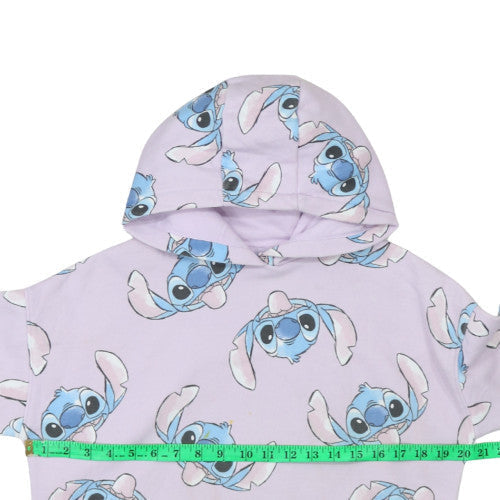 Disney Girls Purple Stitch Hoodie 13-14 Years Pullover Fleece Sweatshirt