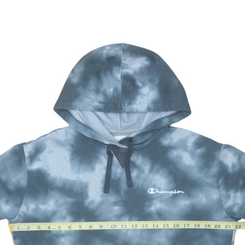 Champion Womens Blue Tie Dye Pullover Hoodie Size L Cotton Blend
