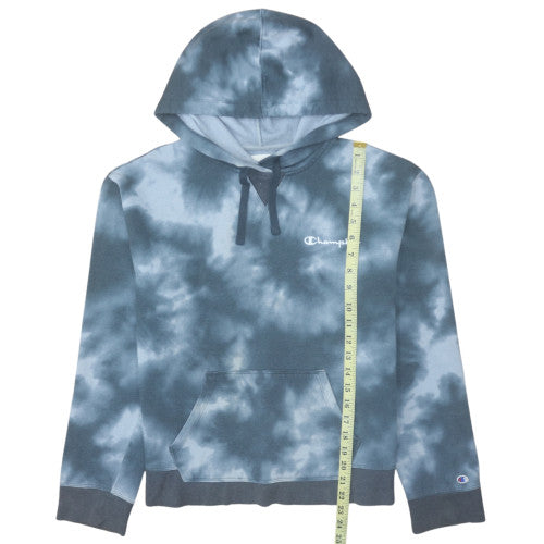 Champion Womens Blue Tie Dye Pullover Hoodie Size L Cotton Blend