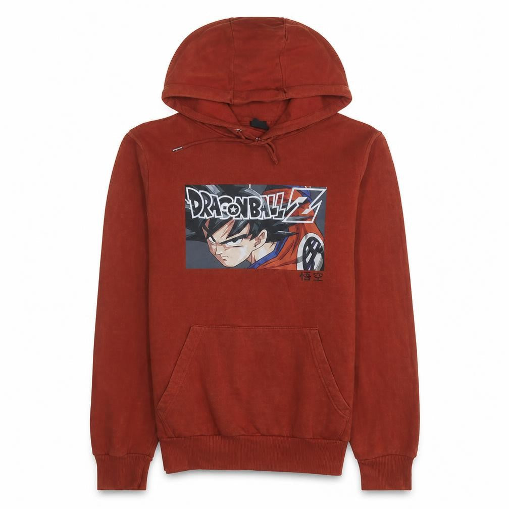 Dragon Ball Z Men's Brown Pullover Hoodie XS Anime Graphic Fleece