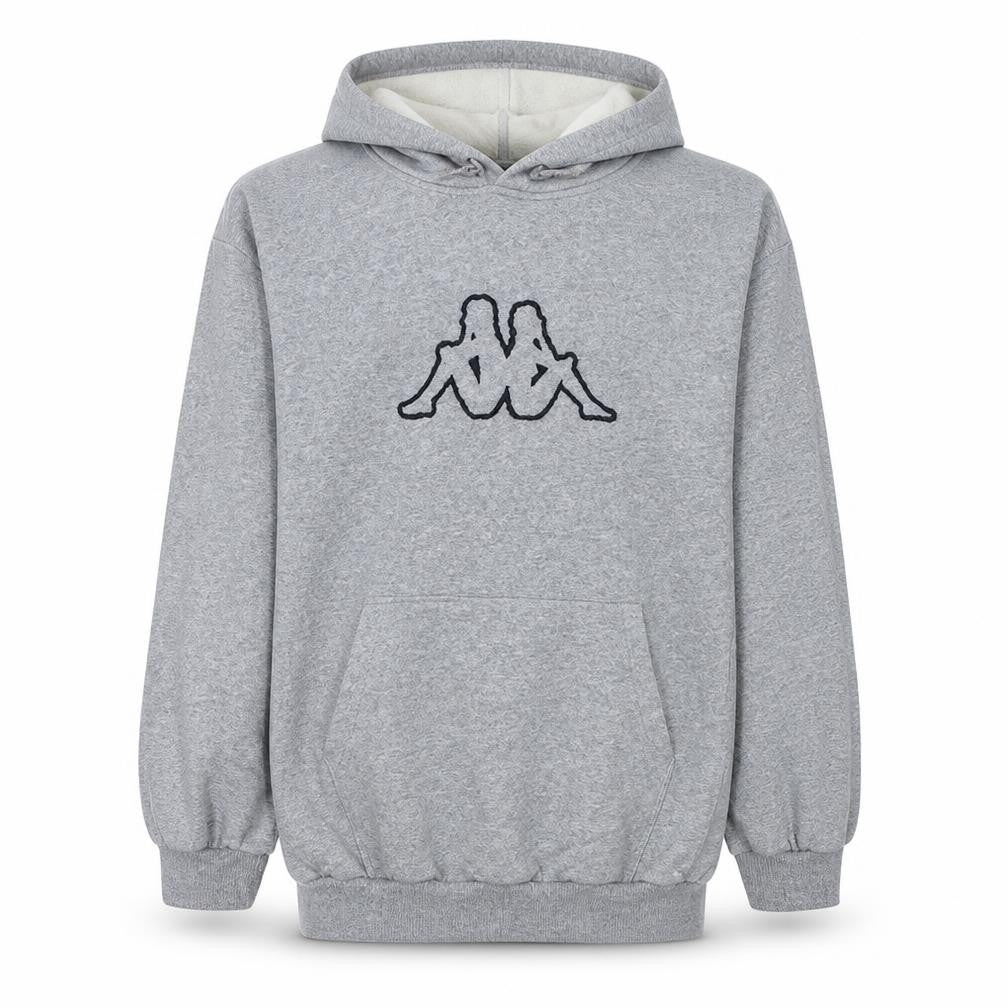 Kappa Men's Grey 2XL Pullover Hoodie with Logo Design