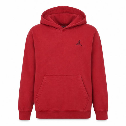 Front view of Jordan men’s red pullover hoodie m regular fit logo fleece