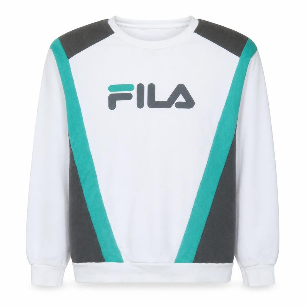 Fila Mens White XL Pullover Sweatshirt Retro Sportswear