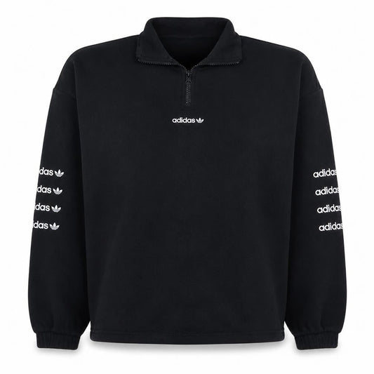 Adidas Women Black 1/4 Zip Pullover Sweatshirt Size 12 UK