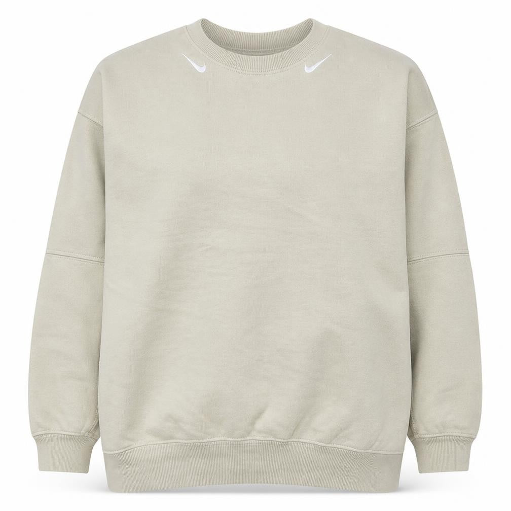 Nike Women Beige Cotton Blend Crew Neck Pullover Sweatshirt M