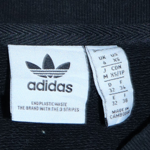 Adidas Women Black XS Pullover Sweatshirt Crew Neck Classic Logo